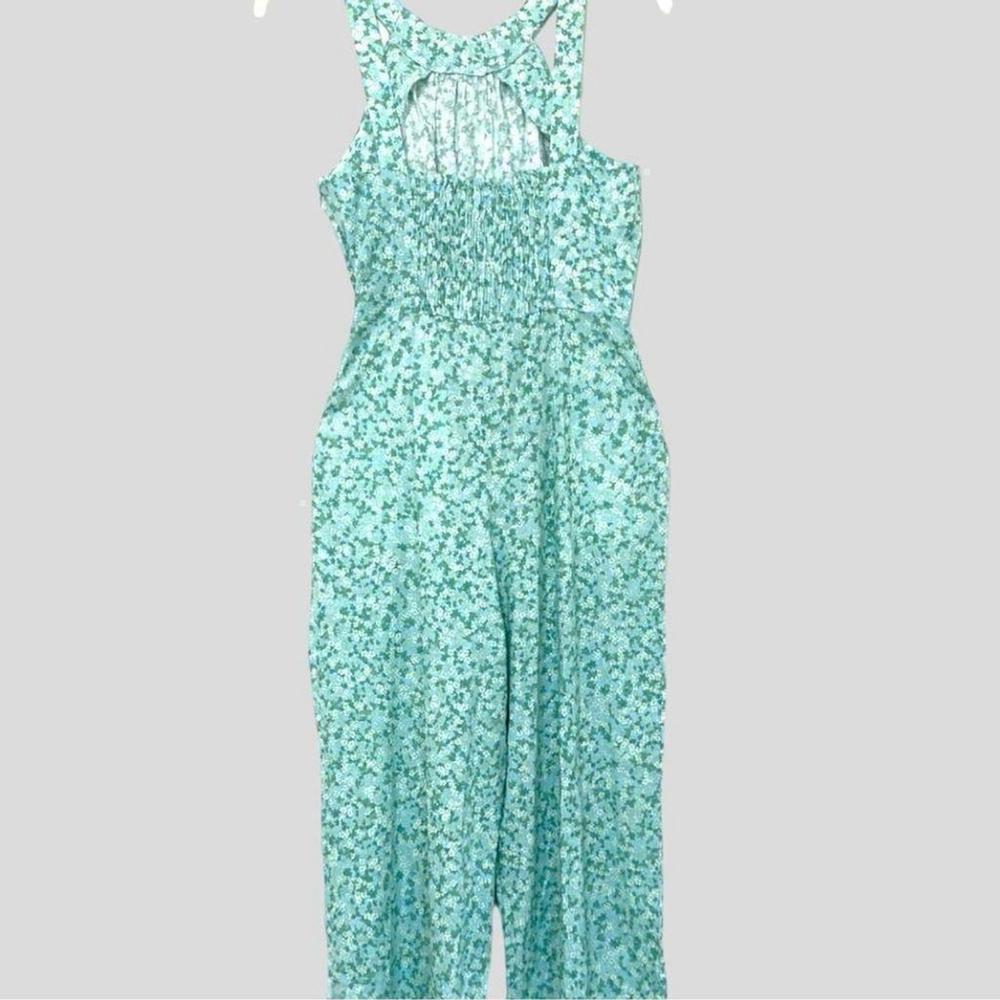 ZARA‎ Women's Wide Leg Jumpsuit Sz. M Ditsy Floral Wide Straps Pockets - Picture 7 of 8